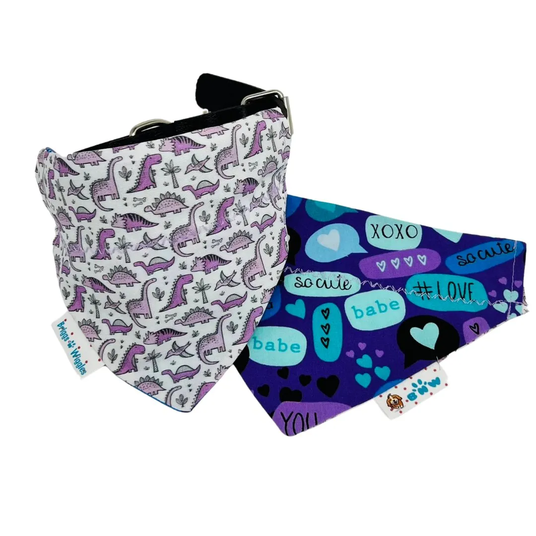 Blue Dinosaur Reversible Dog Bandana