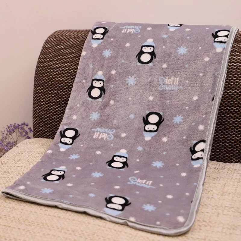 Soft Fluffy Flannel Dog Blanket Cute Cartoon Print