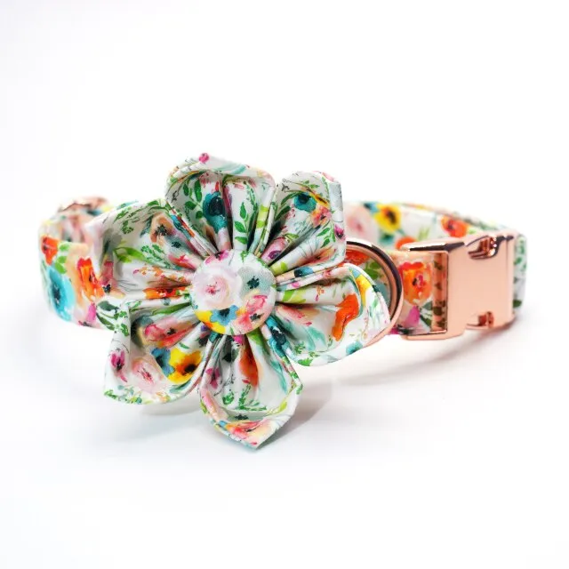 Watercolor Floral Flower Collar | Personalized Collar And Leash